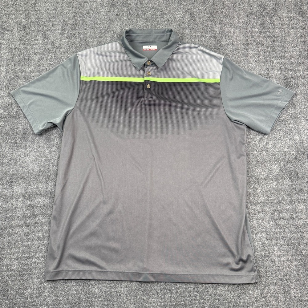 Grand Slam Mens Performance Golf Polo XXL Gray Stripe Moisture Wicking Gradient‎